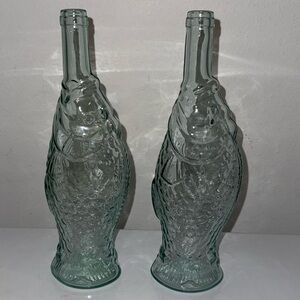 Pale green fish bottles - set of 2